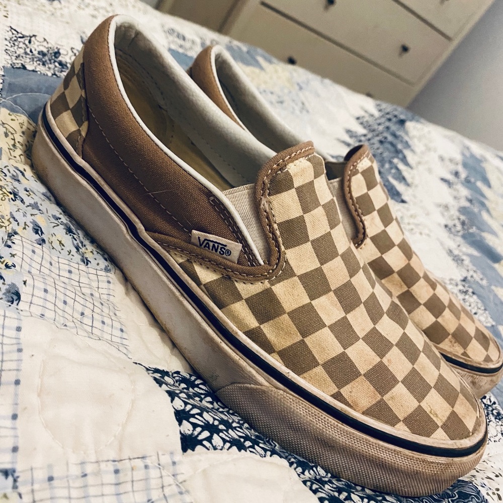 Brown Checkered Slip-on Vans